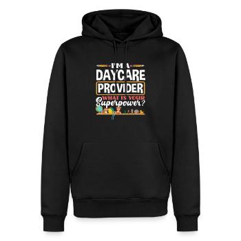 Ich Bin Ein Kindergartenbetreuer, Was Ist Deine - Männer Premium Bio Hoodie - Schwarz - Vorne - Nico (187cm)