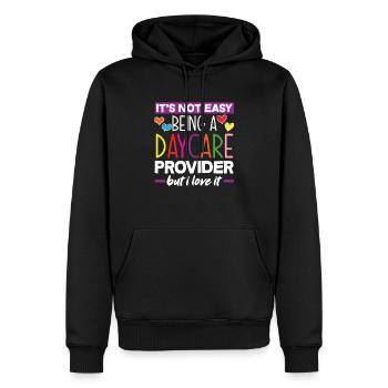 It is not easy to find a kindergarten provider - Men’s Premium Organic Hoodie - black - Front - Nico (187cm)