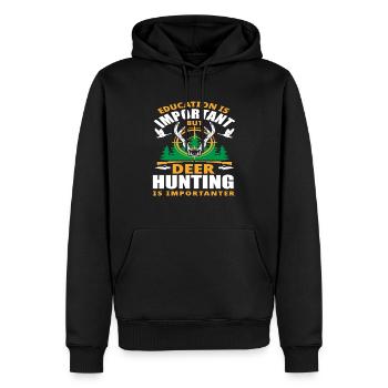 Bildung Ist Wichtig Aber Hirschjagd Ist Wichtiger - Männer Premium Bio Hoodie - Schwarz - Vorne - Nico (187cm)