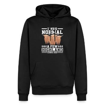 Ich War Normal Vor Einigen Hochlandkühen - Männer Premium Bio Hoodie - Schwarz - Vorne - Nico (187cm)