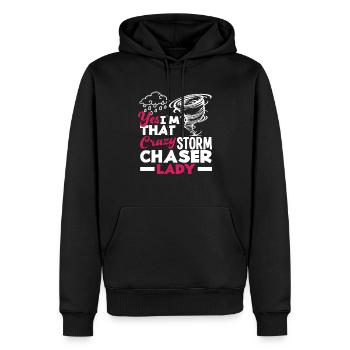 Ouais, je suis ce chasseur de tempêtes fou - Sweat à capuche Premium bio Homme - noir - Devant - Nico (187cm)