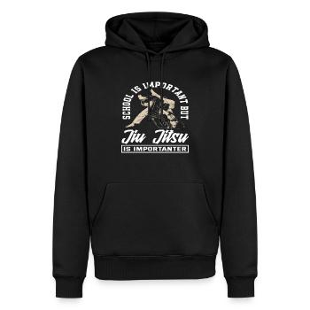 L'école est importante mais le Jiu Jitsu est plus important - Sweat à capuche Premium bio Homme - noir - Devant - Nico (187cm)