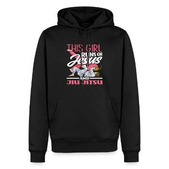 Cette fille vit pour Jésus et le Jiu Jitsu - Sweat à capuche Premium bio Homme - noir - Devant - Nico (187cm)