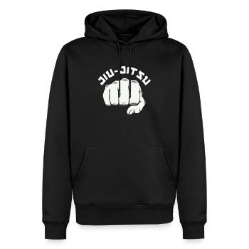 Graphismes de poing de jiu-jitsu cool - Sweat à capuche Premium bio Homme - noir - Devant - Nico (187cm)