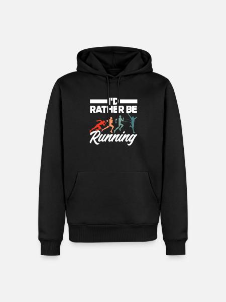 I'd rather run - Men’s Premium Organic Hoodie - black
