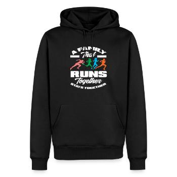 Une famille qui court ensemble reste unie - Sweat à capuche Premium bio Homme - noir - Devant - Nico (187cm)
