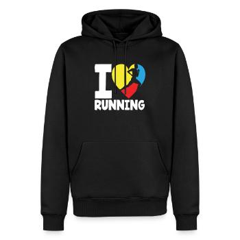 Ich Liebe Laufen Buntes Herz Läufer - Männer Premium Bio Hoodie - Schwarz - Vorne - Nico (187cm)