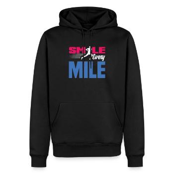 Lächle Bei Jedem Kilometer - Männer Premium Bio Hoodie - Schwarz - Vorne - Nico (187cm)