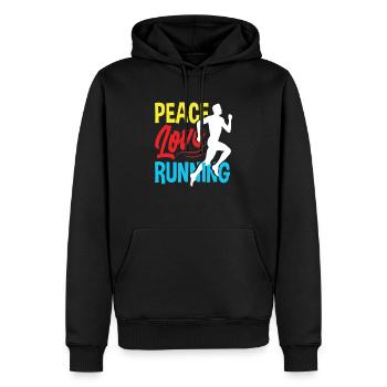 Peace Love Running Design pour les coureurs - Sweat à capuche Premium bio Homme - noir - Devant - Nico (187cm)