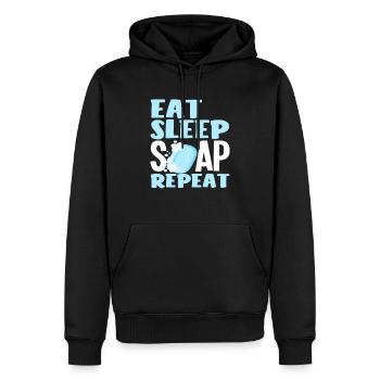 Manger du savon Sleep Répéter la fabrication de savon - Sweat à capuche Premium bio Homme - noir - Devant - Nico (187cm)