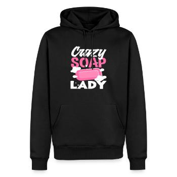 Fabricant de savon fou Fabrication de savon - Sweat à capuche Premium bio Homme - noir - Devant - Nico (187cm)