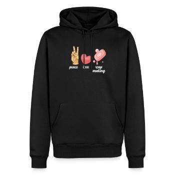 Frieden Liebe Seifenherstellung - Männer Premium Bio Hoodie - Schwarz - Vorne - Nico (187cm)