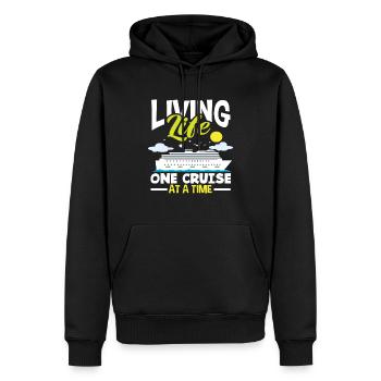 Vivez la vie une croisière à la fois - Sweat à capuche Premium bio Homme - noir - Devant - Nico (187cm)