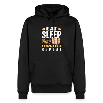 Forklift Driver Lifestyle: Food Sleep - Men’s Premium Organic Hoodie - black - Front - Nico (187cm)
