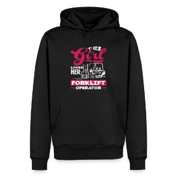 This Girl Loves Her Forklift Driver - Men’s Premium Organic Hoodie - black - Front - Nico (187cm)