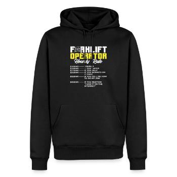 Conducteur de chariot élévateur Taux horaire Liste humoristique - Sweat à capuche Premium bio Homme - noir - Devant - Nico (187cm)