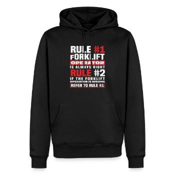 Gabelstaplerfahrer Regel Nummer Eins - Männer Premium Bio Hoodie - Schwarz - Vorne - Nico (187cm)