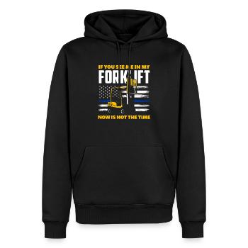 Un cariste dit un drôle de travail - Sweat à capuche Premium bio Homme - noir - Devant - Nico (187cm)
