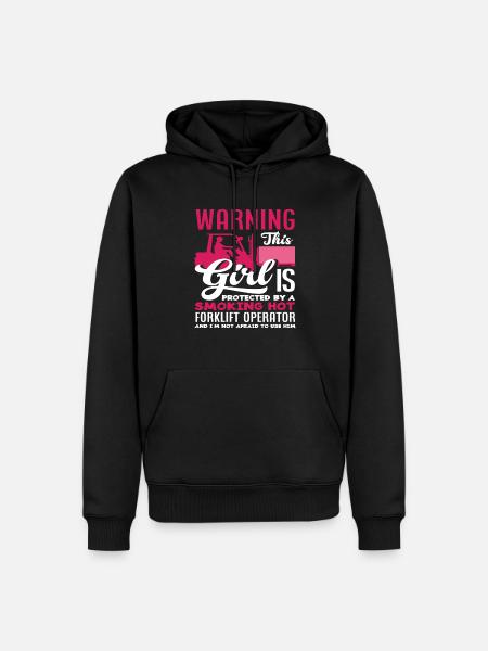 Attention! Protected by a hot - Men’s Premium Organic Hoodie - black