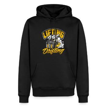 Levage et dérive de chariot élévateur - Sweat à capuche Premium bio Homme - noir - Devant - Nico (187cm)