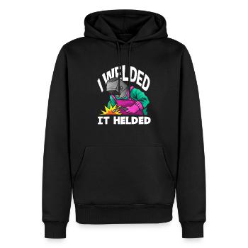 Welder Humor - I Welded It Helded - Men’s Premium Organic Hoodie - black - Front - Nico (187cm)