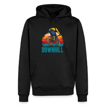 VTT Aventure Descente Rétro - Sweat à capuche Premium bio Homme - noir - Devant - Nico (187cm)