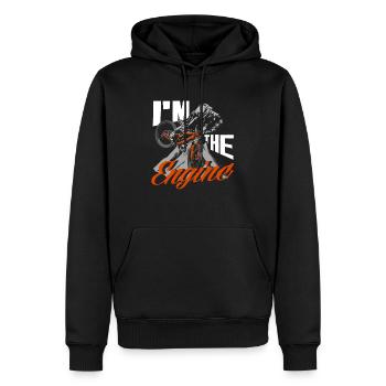 Je suis le moteur - Sweat à capuche Premium bio Homme - noir - Devant - Nico (187cm)