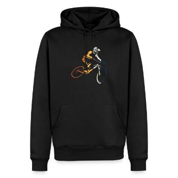 Mountainbike Fahrtechnik Kunst - Männer Premium Bio Hoodie - Schwarz - Vorne - Nico (187cm)
