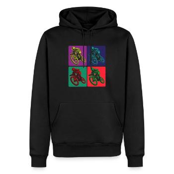 Farbige Mountainbike Fahrer Kunst - Männer Premium Bio Hoodie - Schwarz - Vorne - Nico (187cm)