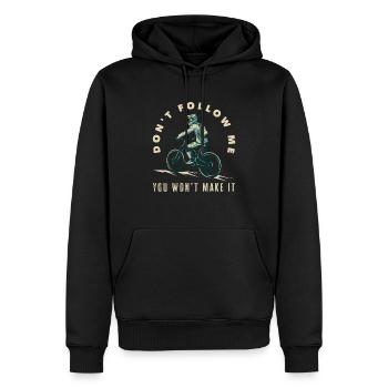 VTTISTE Ne me suivez pas, vous n’y arriverez pas - Sweat à capuche Premium bio Homme - noir - Devant - Nico (187cm)