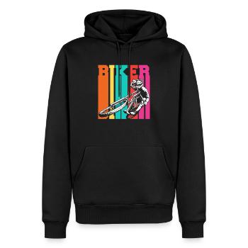 Style de VTT rétro motard - Sweat à capuche Premium bio Homme - noir - Devant - Nico (187cm)