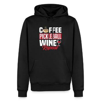 Café Pickleball Vin Répéter - Sweat à capuche Premium bio Homme - noir - Devant - Nico (187cm)