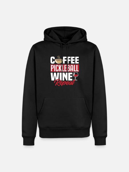 Café Pickleball Vin Répéter - Sweat à capuche Premium bio Homme - noir