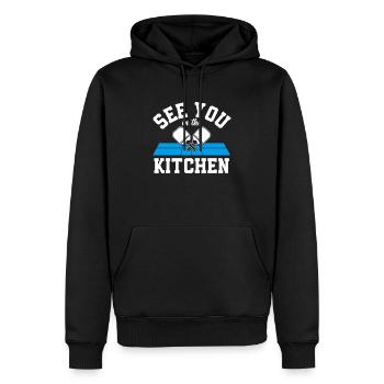 Rendez-vous dans la cuisine Pickleball - Sweat à capuche Premium bio Homme - noir - Devant - Nico (187cm)
