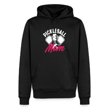 Maman de pickleball Fière mère de joueurs - Sweat à capuche Premium bio Homme - noir - Devant - Nico (187cm)