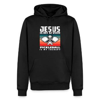 Jesus Ist Mein Erlöser Pickleball Ist Meine - Männer Premium Bio Hoodie - Schwarz - Vorne - Nico (187cm)