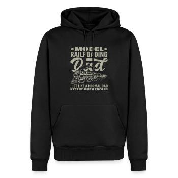 Modelleisenbahn Papa - Einfach Cooler - Männer Premium Bio Hoodie - Schwarz - Vorne - Nico (187cm)