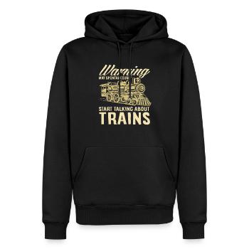 L’attention peut parler spontanément des trains - Sweat à capuche Premium bio Homme - noir - Devant - Nico (187cm)