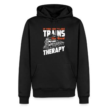 If you don't like trains, you need therapy - Men’s Premium Organic Hoodie - black - Front - Nico (187cm)