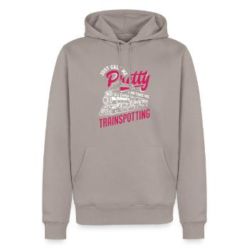 Call me pretty and take me to watch - Men’s Premium Organic Hoodie - taupe - Front - Nico (187cm)