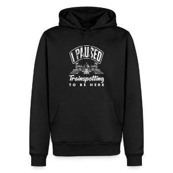 Ich Habe Trainspotting Pausiert - Männer Premium Bio Hoodie - Schwarz - Vorne - Nico (187cm)