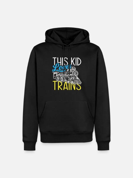 This Kid Loves Trains Railroad - Men’s Premium Organic Hoodie - black