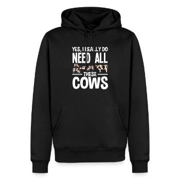 Ouais, j’ai besoin de toutes ces vaches - Sweat à capuche Premium bio Homme - noir - Devant - Nico (187cm)