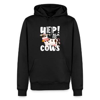 Yep! I talk to cows funny cow - Men’s Premium Organic Hoodie - black - Front - Nico (187cm)
