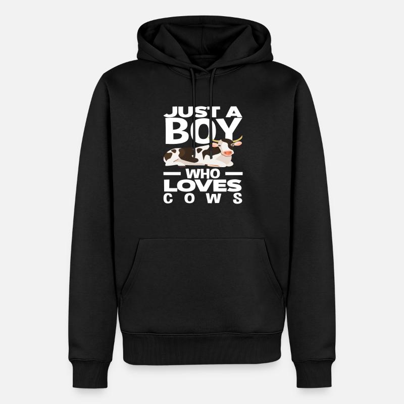 Ein Junge Der Kühe Liebt - Männer Premium Bio Hoodie - Schwarz
