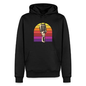 Microphone vintage Rétro Sunset Karaoké - Sweat à capuche Premium bio Homme - noir - Devant - Nico (187cm)