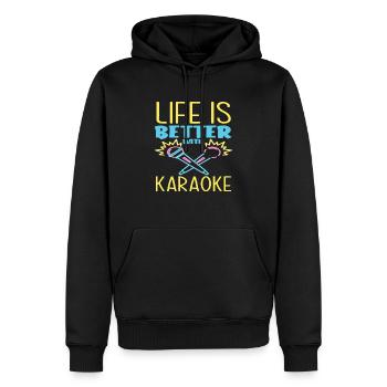 La vie est meilleure avec le karaoké - Sweat à capuche Premium bio Homme - noir - Devant - Nico (187cm)