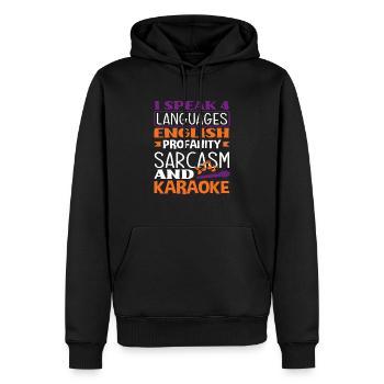 4 langues Anglais Jurons Sarcasme Karaoké - Sweat à capuche Premium bio Homme - noir - Devant - Nico (187cm)