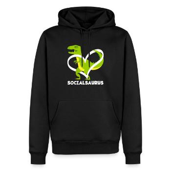 Socialsaurus Dinosaur Heart - Men’s Premium Organic Hoodie - black - Front - Nico (187cm)