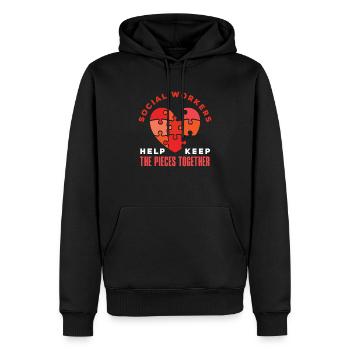 Les travailleurs sociaux retiennent le puzzle - Sweat à capuche Premium bio Homme - noir - Devant - Nico (187cm)